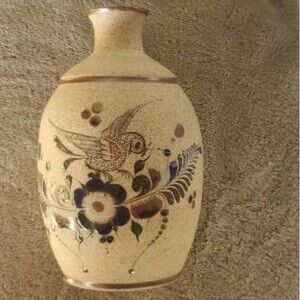 Vase  Mexican Tonala Bird Folk Art Stoneware - 7 inch